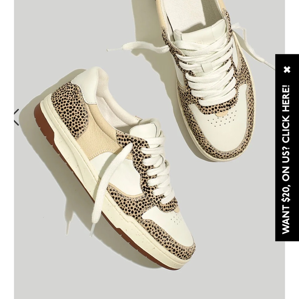 Madewell Court Sneakers in Spotted Calf Hair, Size 7